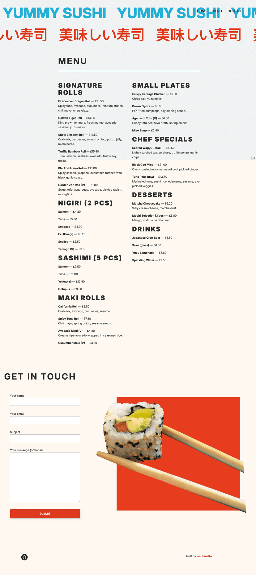 Restaurant Template Screenshot