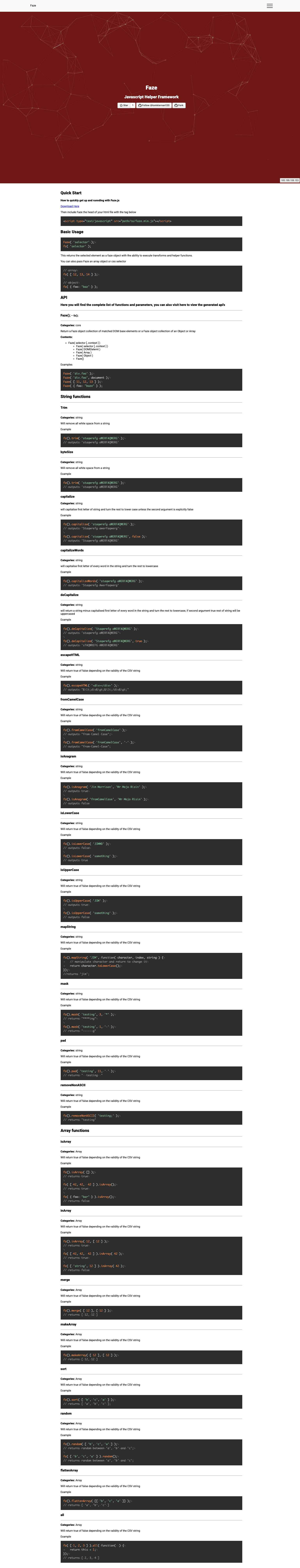 Faze.js Screenshot